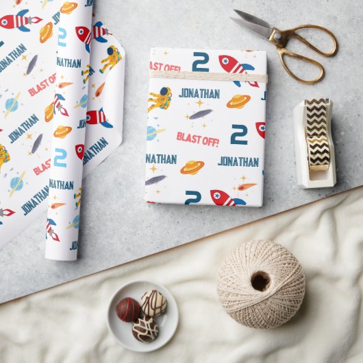 Raumfahrtspartei Erster Geburtstag Geschenkpapier (Kunsthandwerk)