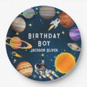 Raumfahrtspartei Erster Geburtstag Pappteller (Vorderseite)