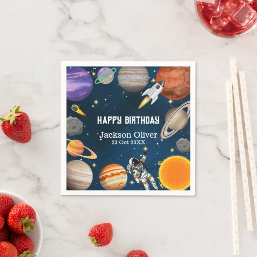 Raumfahrtspartei Erster Geburtstag Serviette (Beispiel)