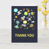 Raumfahrttechnik und Raketenmuster Vielen Dank Karte (Gelbe Blume)