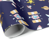 Raumfahrtthema Geschenkpapier (Rolleneckpunkt)