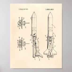 Raumfahrzeug 1975 Patentliteratur Alte Arbeit Poster