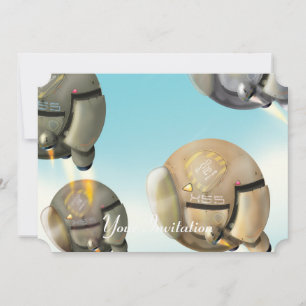 Raumfahrzeuge, die durch den Planeten fliegen Einladung