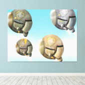 Raumfahrzeuge, die durch den Planeten fliegen Leinwanddruck (Insitu (Holzboden))