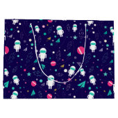 Raumflugzeug-Cartoon-Muster Große Geschenktüte (Rückseite)