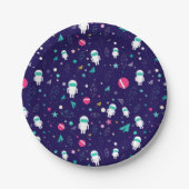 Raumflugzeug-Cartoon-Muster Pappteller (Vorderseite)