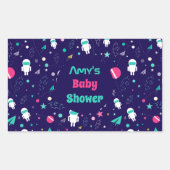 Raumflugzeug-Cartoon-Muster Rechteckiger Aufkleber (Vorderseite)