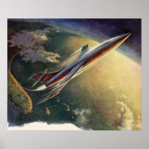 Raumflugzeug-Erde der Vintagen Science Fiction Poster