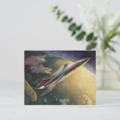 Raumflugzeug-Erde der Vintagen Science Fiction Postkarte (Stehend Vorderseite)