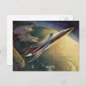Raumflugzeug-Erde der Vintagen Science Fiction Postkarte (Vorne/Hinten)
