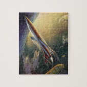 Raumflugzeug-Erde der Vintagen Science Fiction Puzzle (Vertikal)