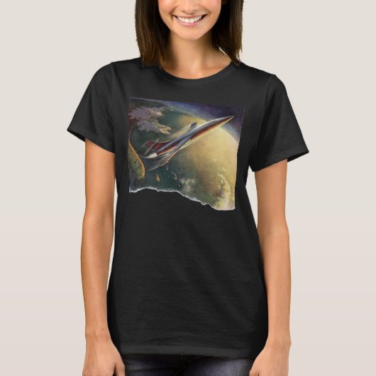 Raumflugzeug-Erde der Vintagen Science Fiction T-Shirt (Vorderseite)