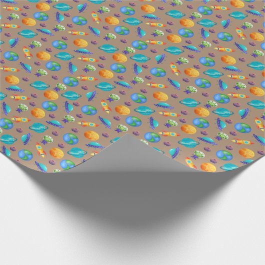 Raumforscher auf Light Brown Geschenkpapier (Ecke)