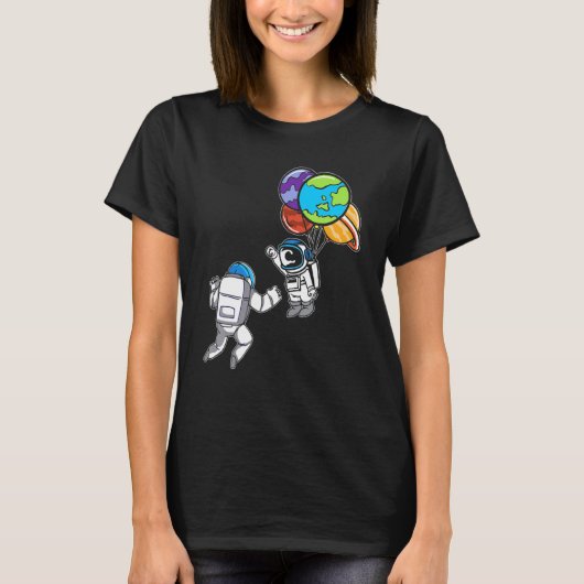 Raumforschungskolon Astronaut Planet Ballon Outers T-Shirt (Vorderseite)