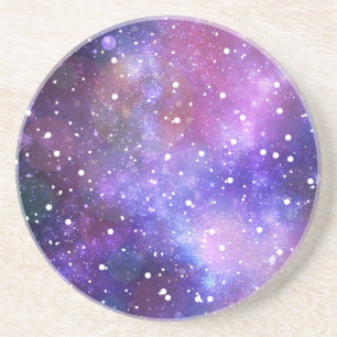 Raumgalaxie hat lila Kaffee-Untersetzerkunst in Untersetzer