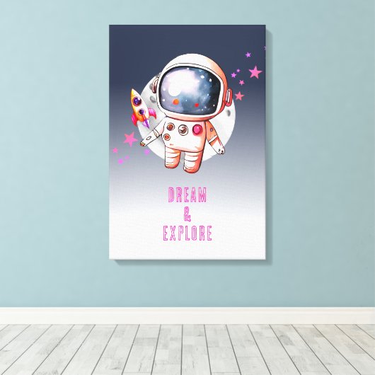 Raumgalaxie Moon Astronaut Leinwanddruck (Insitu (Holzboden))