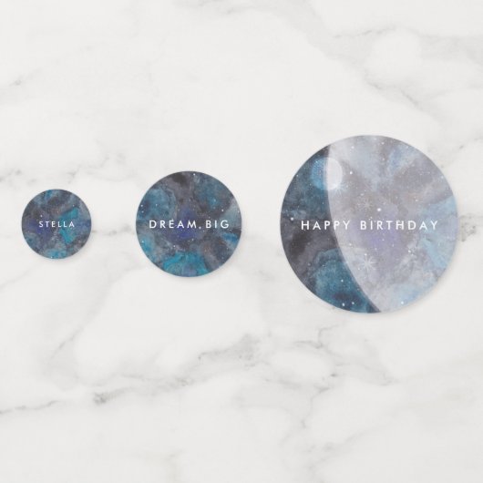 Raumgalaxie Party Wasserfarbe Personalisiert Konfetti (Rückseiten)