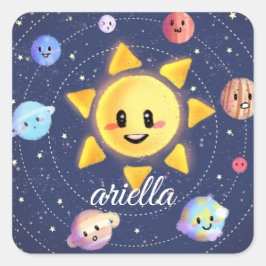 Raumgalaxie Planeten Quadratischer Aufkleber