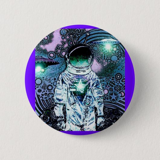 Raumheraus U.F.O. Astronaut Pinback Button (Vorderseite)