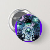 Raumheraus U.F.O. Astronaut Pinback Button (Vorne & Hinten)