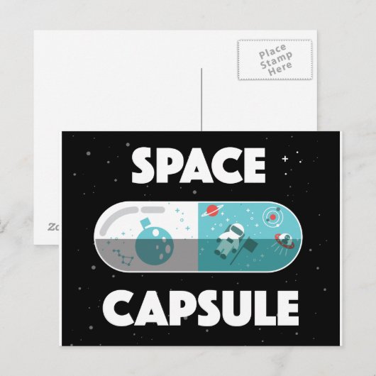 Raumkapsel Postkarte (Vorne/Hinten)