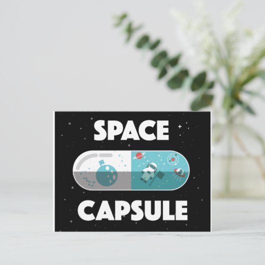 Raumkapsel Postkarte (Stehend Vorderseite)