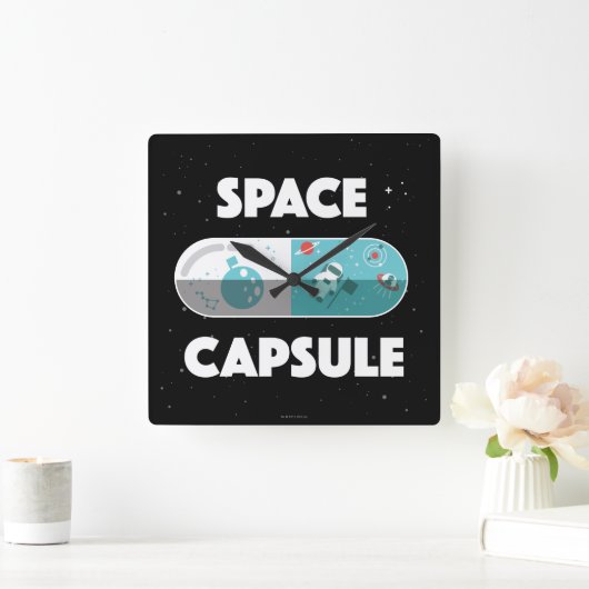 Raumkapsel Quadratische Wanduhr (Zuhause)