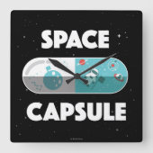 Raumkapsel Quadratische Wanduhr (Vorderseite)