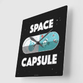 Raumkapsel Quadratische Wanduhr (Winkel)