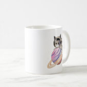 Raumkatze Astronaut mit Planet Saturn Kaffeetasse (VorderseiteRechts)