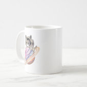 Raumkatze Astronaut mit Planet Saturn Kaffeetasse (Vorderseite Links)