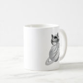 Raumkatze Astronaut mit Planet Saturn Kaffeetasse (VorderseiteRechts)