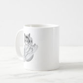 Raumkatze Astronaut mit Planet Saturn Kaffeetasse (Vorderseite Links)