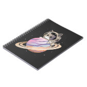 Raumkatze Astronaut mit Planet Saturn Notizblock (Linke Seite)