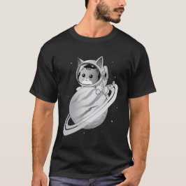 Raumkatze Astronaut mit Planet Saturn T-Shirt