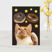 RAUMKATZE MIT GEBURTSKARTE KARTE (Gelbe Blume)