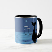 Raumkatze Mitte des Jahrhunderts in Blau Tasse (VorderseiteRechts)