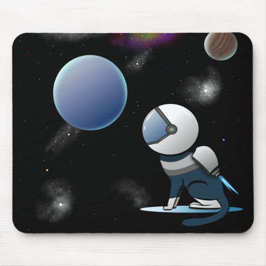 Raumkatzenflugzeug Mousepad (Vorne)