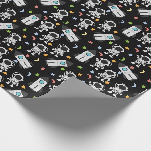 Raummuster für Astronauten und Raketen Geschenkpapier (Ecke)
