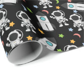 Raummuster für Astronauten und Raketen Geschenkpapier (Rolleneckpunkt)