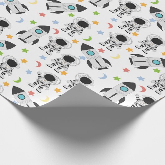 Raummuster für Astronauten und Raketen Geschenkpapier (Ecke)