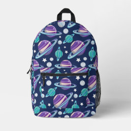 Raummuster, Planeten, Sterne, Galaxie, Kosmos Bedruckter Rucksack