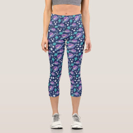 Raummuster, Planeten, Sterne, Galaxie, Kosmos Capri Leggings
