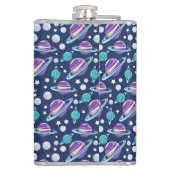 Raummuster, Planeten, Sterne, Galaxie, Kosmos Flachmann (Rückseite)