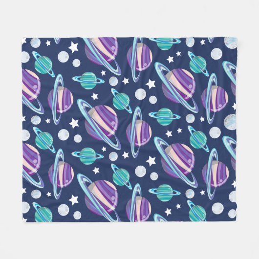 Raummuster, Planeten, Sterne, Galaxie, Kosmos Fleecedecke (Vorderseite (Horizontal))