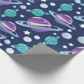 Raummuster, Planeten, Sterne, Galaxie, Kosmos Geschenkpapier (Ecke)