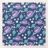 Raummuster, Planeten, Sterne, Galaxie, Kosmos Glasuntersetzer (Vorderseite)