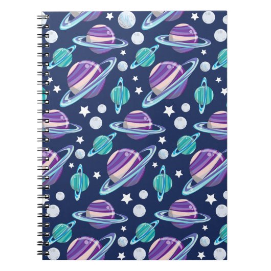 Raummuster, Planeten, Sterne, Galaxie, Kosmos Notizblock (Vorderseite)