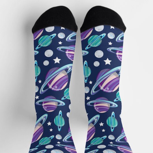 Raummuster, Planeten, Sterne, Galaxie, Kosmos Socken (Oben)