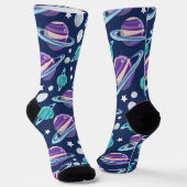 Raummuster, Planeten, Sterne, Galaxie, Kosmos Socken (Gewinkelt)